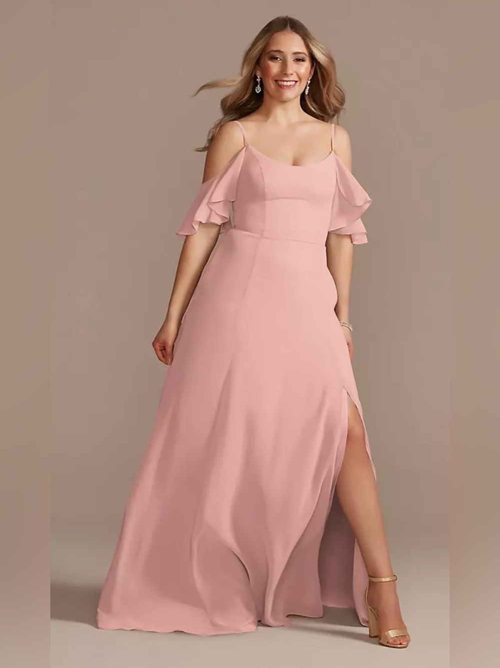 Celebrate DB STUDIO Cold-Shoulder Long Chiffon Dress - Ballet